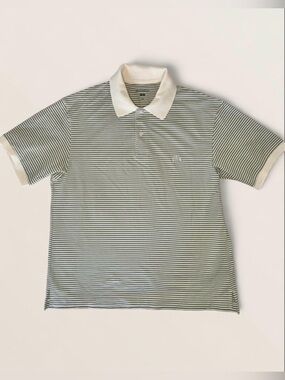JW Anderson x Uniqlo Unisex Striped Polo Green and White Shirt - Size S